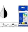 CINTA BROTHER TZE-121 TRANSPARENTE-NEGRO 9MM LONGITUD 8 MT