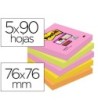 BLOC DE NOTAS ADHESIVAS QUITA Y PON POST-IT SUPER STICKY 76X76 MM C...