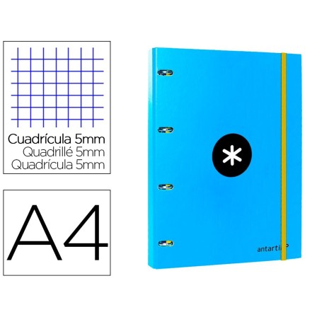 CARPETA CON RECAMBIO LIDERPAPEL ANTARTIK A4 CUADRO 5 MM FORRADA 4 A...