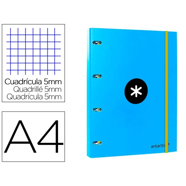 CARPETA CON RECAMBIO LIDERPAPEL ANTARTIK A4 CUADRO 5 MM FORRADA 4 A...