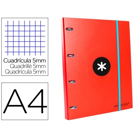 CARPETA CON RECAMBIO LIDERPAPEL ANTARTIK A4 CUADRO 5 MM FORRADA 4 A...