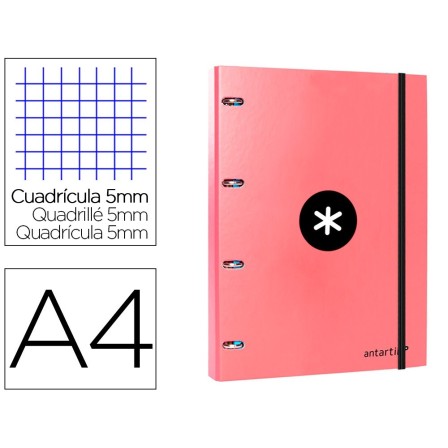 CARPETA CON RECAMBIO LIDERPAPEL ANTARTIK A4 CUADRO 5MM FORRADA 4 AN...