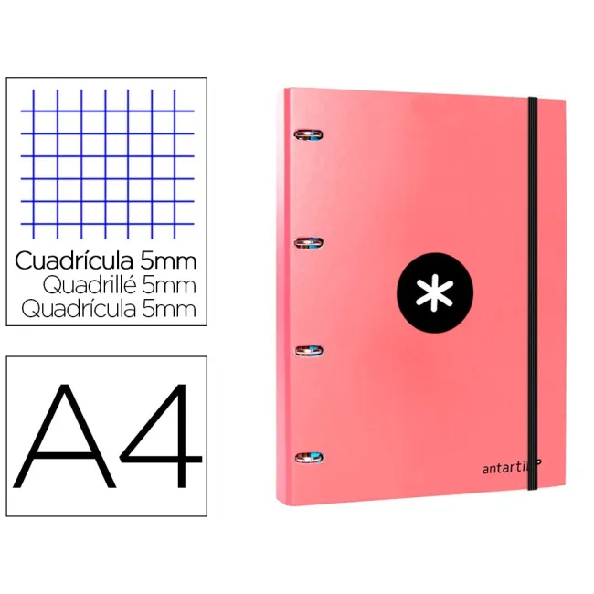 CARPETA CON RECAMBIO LIDERPAPEL ANTARTIK A4 CUADRO 5MM FORRADA 4 AN...