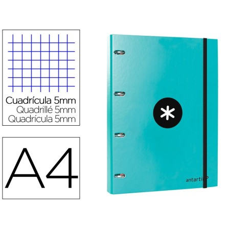 CARPETA CON RECAMBIO LIDERPAPEL ANTARTIK A4 CUADRO 5MM FORRADA 4 AN...