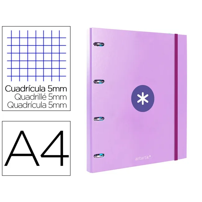 CARPETA CON RECAMBIO LIDERPAPEL ANTARTIK A4 CUADRO 5MM FORRADA 4 AN...
