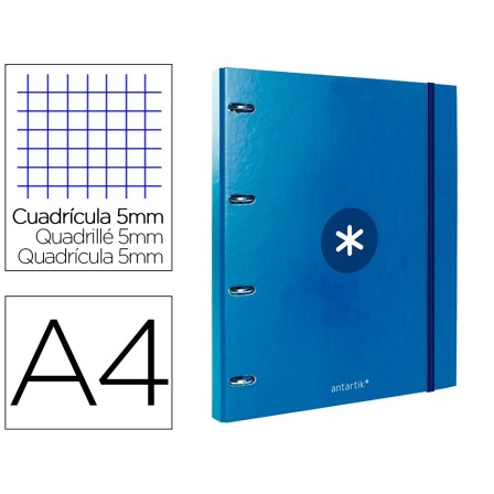 CARPETA CON RECAMBIO LIDERPAPEL ANTARTIK A4 CUADRO 5MM FORRADA 4 AN...