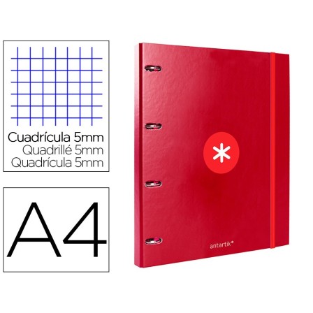 CARPETA CON RECAMBIO LIDERPAPEL ANTARTIK A4 CUADRO 5MM FORRADA 4 AN...