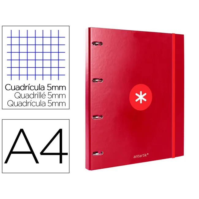CARPETA CON RECAMBIO LIDERPAPEL ANTARTIK A4 CUADRO 5MM FORRADA 4 AN...