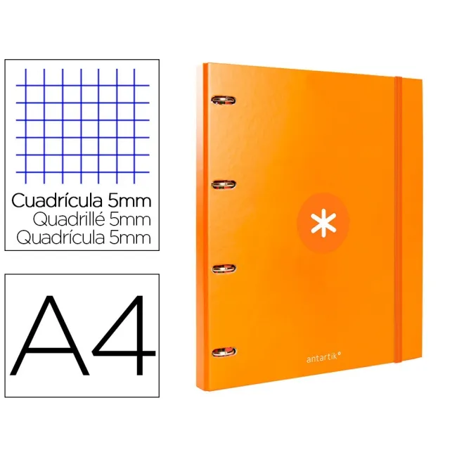 CARPETA CON RECAMBIO LIDERPAPEL ANTARTIK A4 CUADRO 5MM FORRADA 4 AN...