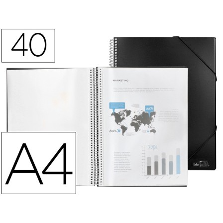 CARPETA LIDERPAPEL ESCAPARATE CON ESPIRAL 40 FUNDAS POLIPROPILENO D...
