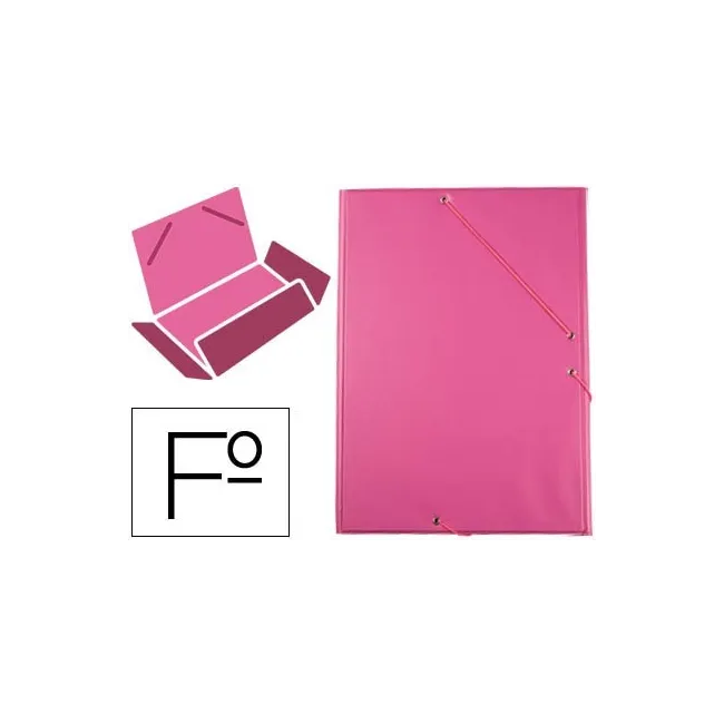 CARPETA LIDERPAPEL GOMAS PLASTICO FOLIO SOLAPA COLOR FUCSIA