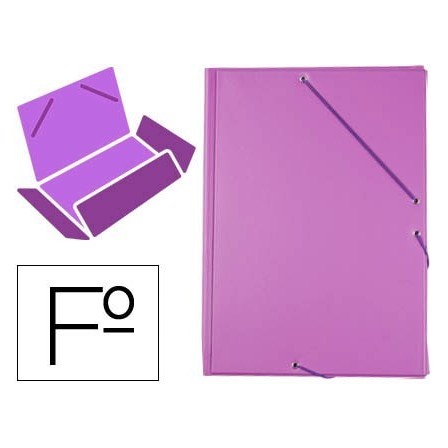 CARPETA LIDERPAPEL GOMAS PLASTICO FOLIO SOLAPA COLOR LILA