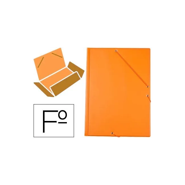 CARPETA LIDERPAPEL GOMAS PLASTICO FOLIO SOLAPA COLOR NARANJA
