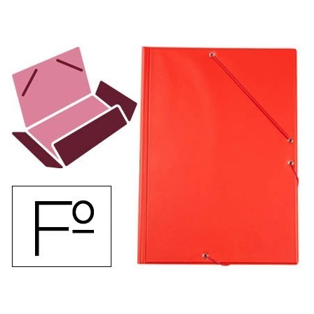 CARPETA LIDERPAPEL GOMAS PLASTICO FOLIO SOLAPA COLOR ROJO