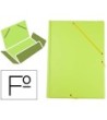 CARPETA LIDERPAPEL GOMAS PLASTICO FOLIO SOLAPA COLOR VERDE PISTACHO