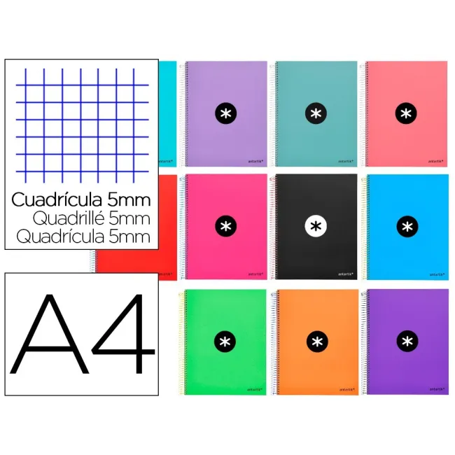 CUADERNO ESPIRAL LIDERPAPEL A4 MICRO ANTARTIK TAPA FORRADA 120H 100...