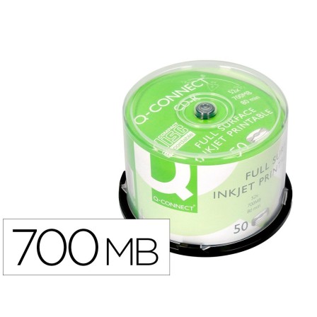 CD-R Q-CONNECT CON SUPERFICIE 100% IMPRIMIBLE PARA INKJET CAPACIDAD...