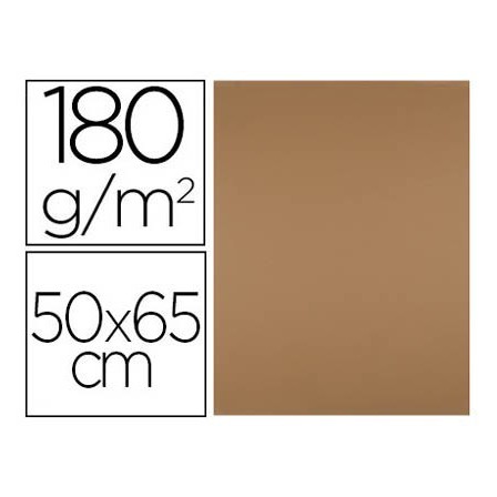 CARTULINA LIDERPAPEL 50X65 180 GR MARRON ESCOLAR PAQUETE DE 25