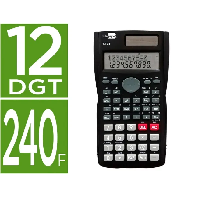 CALCULADORA LIDERPAPEL CIENTIFICA XF33 12 DIGITOS 240 FUNCIONES CON...