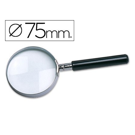 LUPA CRISTAL ARO METALICO MANGO NEGRO W-104 75 MM