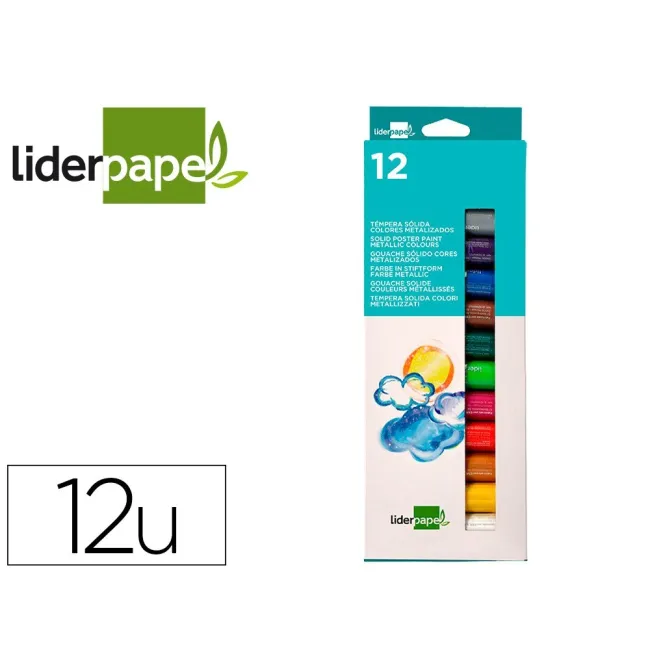 TEMPERA SOLIDA EN BARRA LIDERPAPEL ESCOLAR 10 GR CAJA DE 12 COLORES...