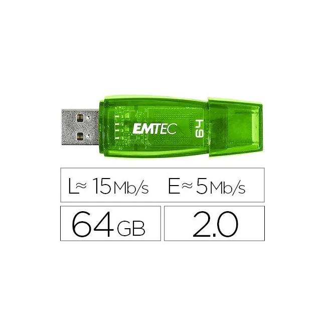 MEMORIA USB EMTEC FLASH C410 64 GB 2.0 VERDE