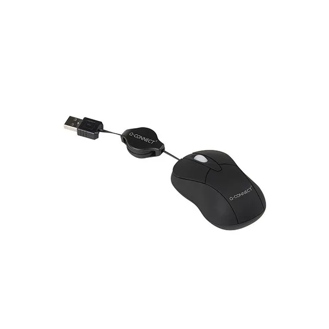 RATON Q-CONNECT MINI OPTICO 800 DPI RETRACTIL USB 1,5 GHZ NEGRO