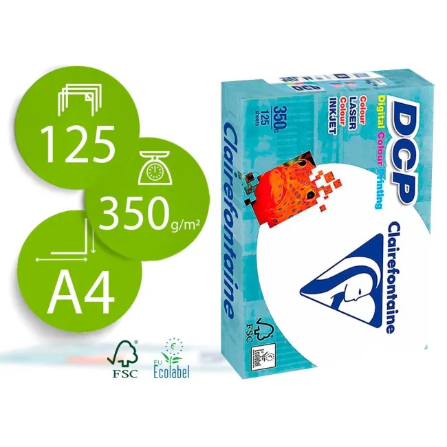 PAPEL FOTOCOPIADORA CLAIREFONTAINE DIN A4 350 GRAMOS PAQUETE DE 125...