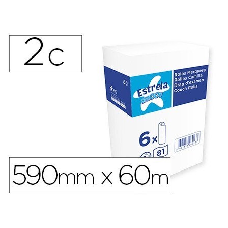 ROLLO PAPEL PARA CAMILLAS AMOOS 2 CAPAS 81 SERVICIOS 590 MM X 60 M