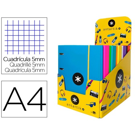 CARPETA CON RECAMBIO Y SOLAPA LIDERPAPEL ANTARTIK A4 CUADRO 5MM FOR...