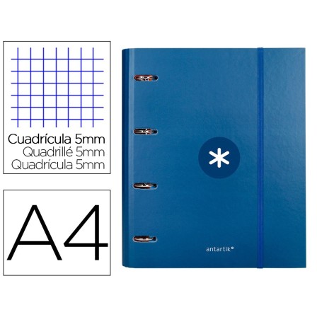 CARPETA CON RECAMBIO LIDERPAPEL ANTARTIK A4 CUADRO 5 MM FORRADA 4 A...