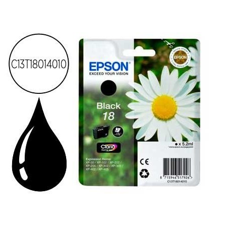 INK-JET EPSON T18 NEGRO EXPRESSION HOME XP-102 XP-205 XP-305 XP-405...