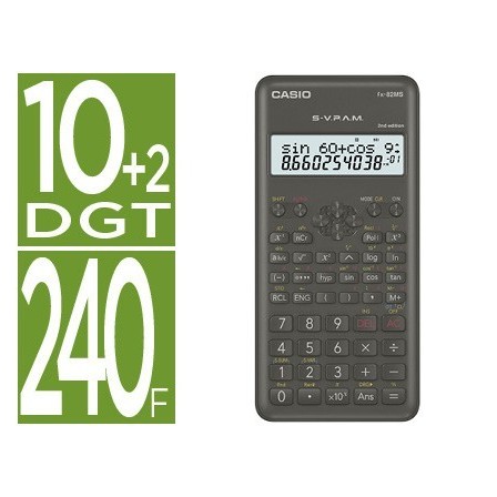 CALCULADORA CASIO FX-82 MSII -CIENTIFICA -240 FUNCIONES -DOBLE PANT...