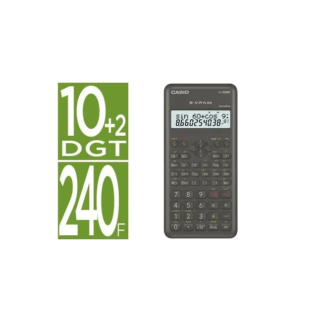 CALCULADORA CASIO FX-82 MSII -CIENTIFICA -240 FUNCIONES -DOBLE PANT...