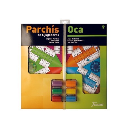 PARCHIS CON OCA TABLERO GRANDE 6 JUGADORES 41X40X4,7