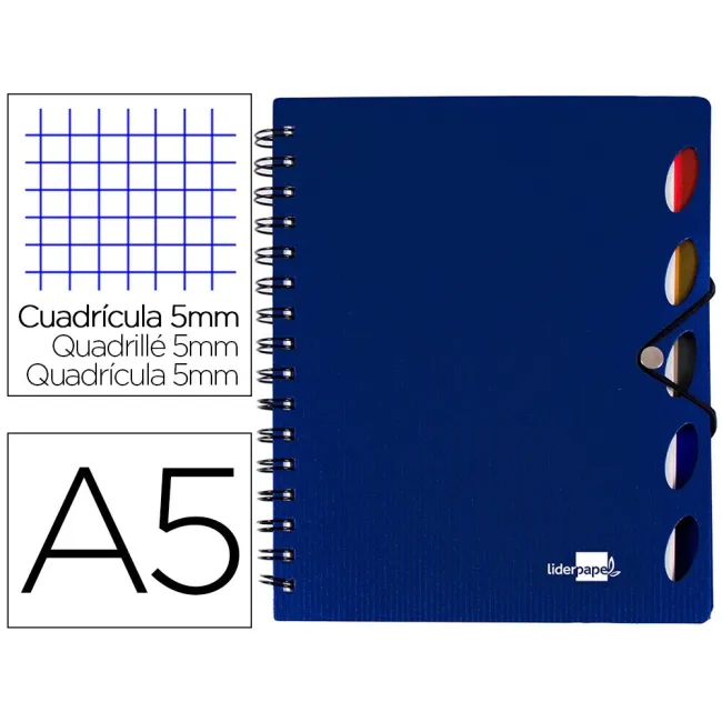 CUADERNO ESPIRAL LIDERPAPEL A5 MICRO EXECUTIVE TAPA PLASTICO 100H 8...