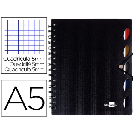 CUADERNO ESPIRAL LIDERPAPEL A5 MICRO EXECUTIVE TAPA PLASTICO 100H 8...