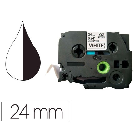 CINTA Q-CONNECT TZE-251 BLANCO-NEGRO 24MM LONGITUD 8 MT