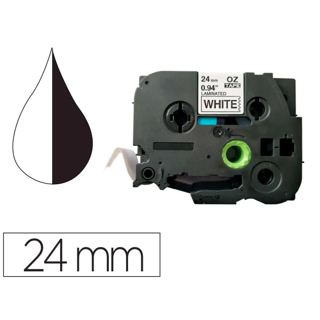 CINTA Q-CONNECT TZE-251 BLANCO-NEGRO 24MM LONGITUD 8 MT
