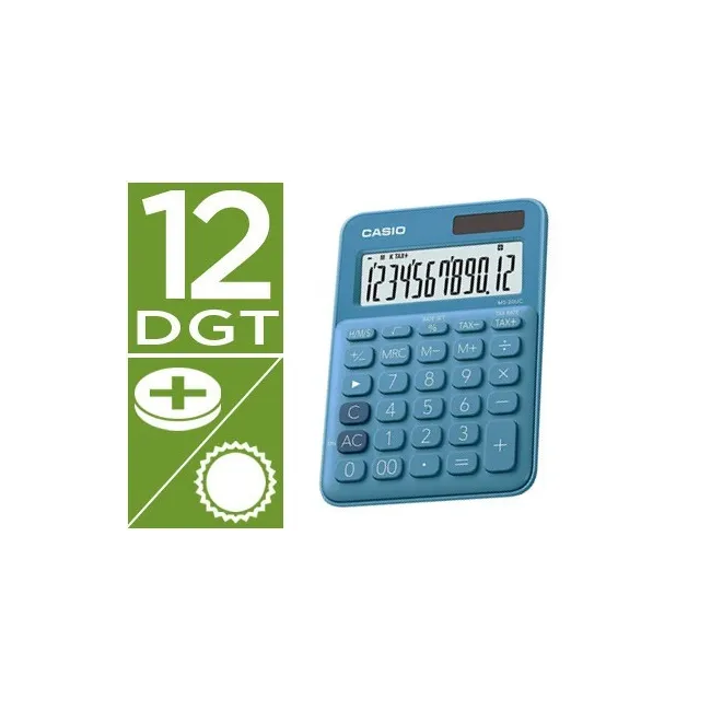 CALCULADORA CASIO MS-20UC-BU SOBREMESA 12 DIGITOS TAX +/- COLOR AZUL