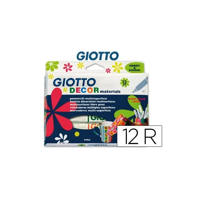 ROTULADOR GIOTTO DECOR MATERIALS -CAJA DE 12 COLORES SURTIDOS