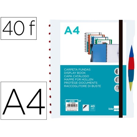 CARPETA LIDERPAPEL A4 CON 40 FUNDAS INTERCAMBIABLES 5 SEP SOBRE Y G...