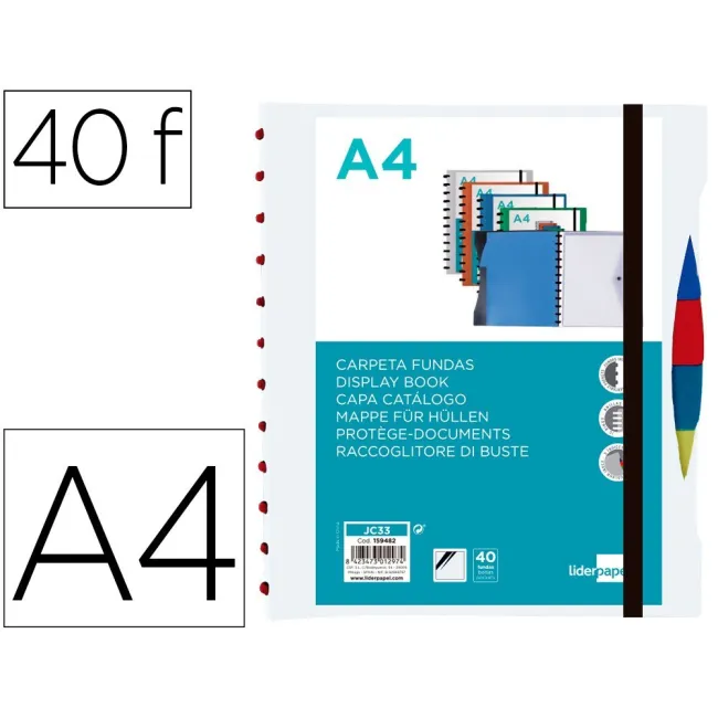 CARPETA LIDERPAPEL A4 CON 40 FUNDAS INTERCAMBIABLES 5 SEP SOBRE Y G...