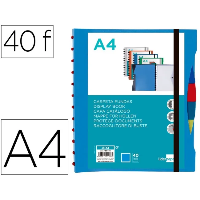 CARPETA LIDERPAPEL A4 CON 40 FUNDAS INTERCAMBIABLES 5 SEP SOBRE Y G...