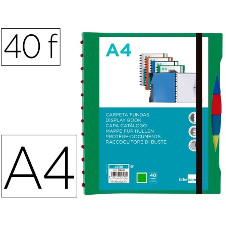 CARPETA LIDERPAPEL A4 CON 40 FUNDAS INTERCAMBIABLES 5 SEP SOBRE Y G...