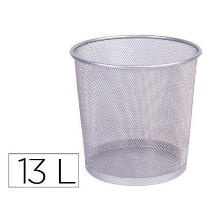 PAPELERA METALICA Q-CONNECT PR-P PLATA -REJILLA -265X285MM