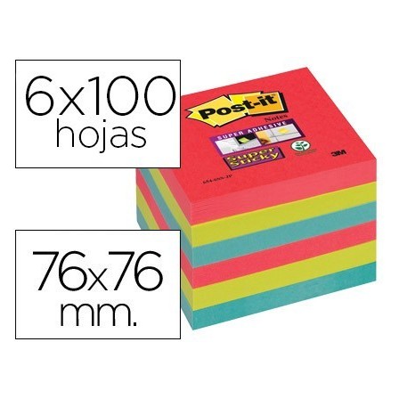 BLOC DE NOTAS ADHESIVAS QUITA Y PON POST-IT SUPER STICKY 76X76 MM C...