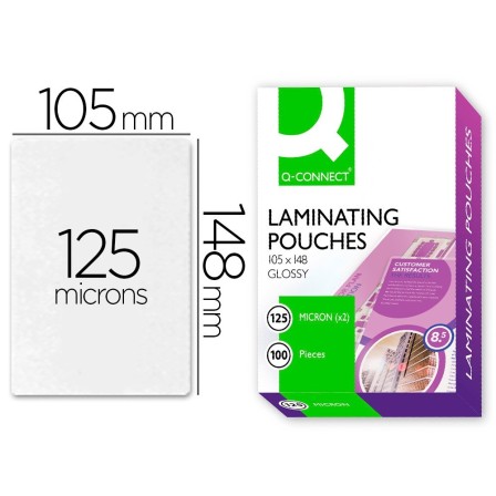 BOLSA DE PLASTIFICAR Q-CONNECT 105 X 148 MM DIN A6 125 MC CAJA DE 1...