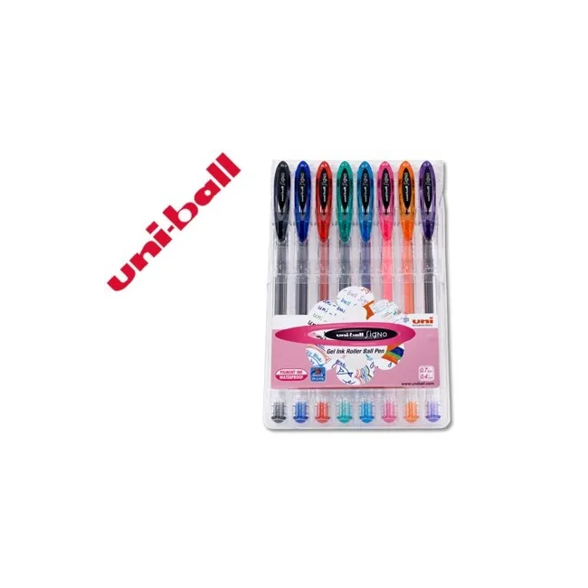 BOLIGRAFO UNIBALL UM-120 SIGNO 0,7 MM TINTA GEL ESTUCHE DE 8 COLORE...