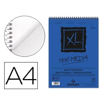 BLOC DIBUJO ACUARELA CANSON XL MIX MEDIA GRANO MEDIO DIN A4 MICROPE...